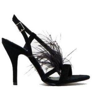 Jaggar black feathered heel